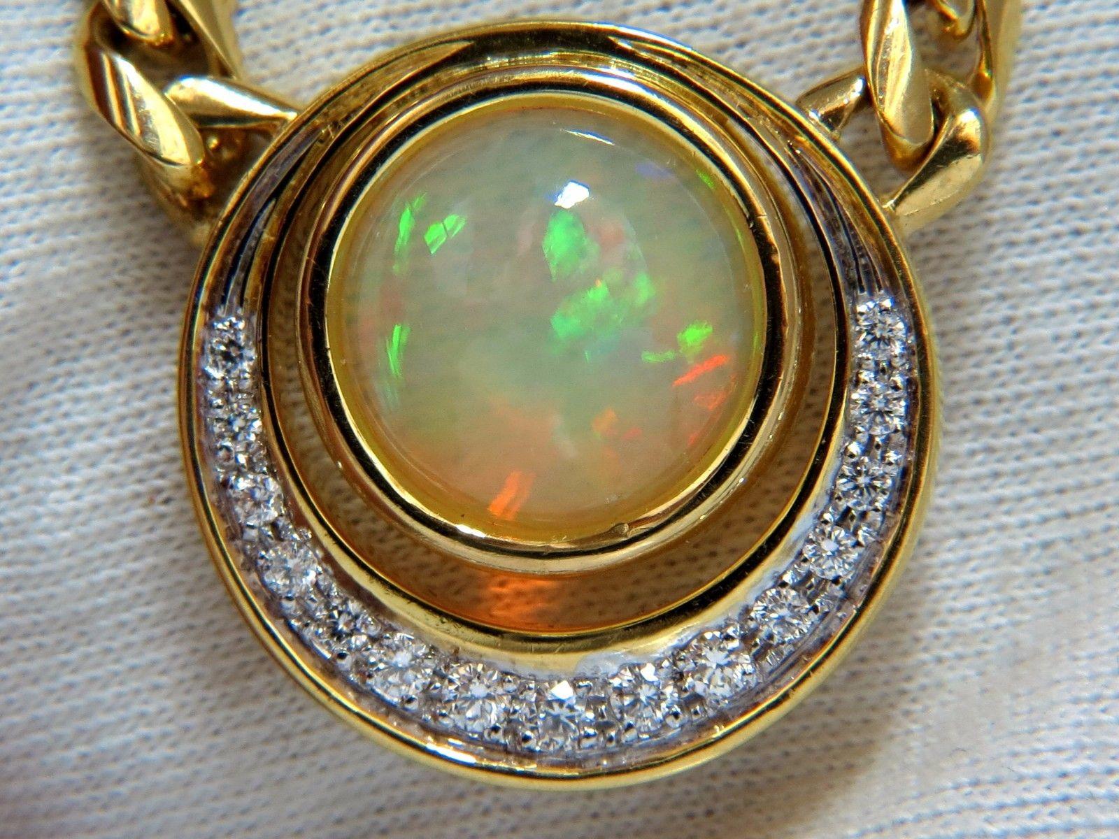 12.20 Carat Natural Opal Diamond Crescent Necklace 18 Karat 3