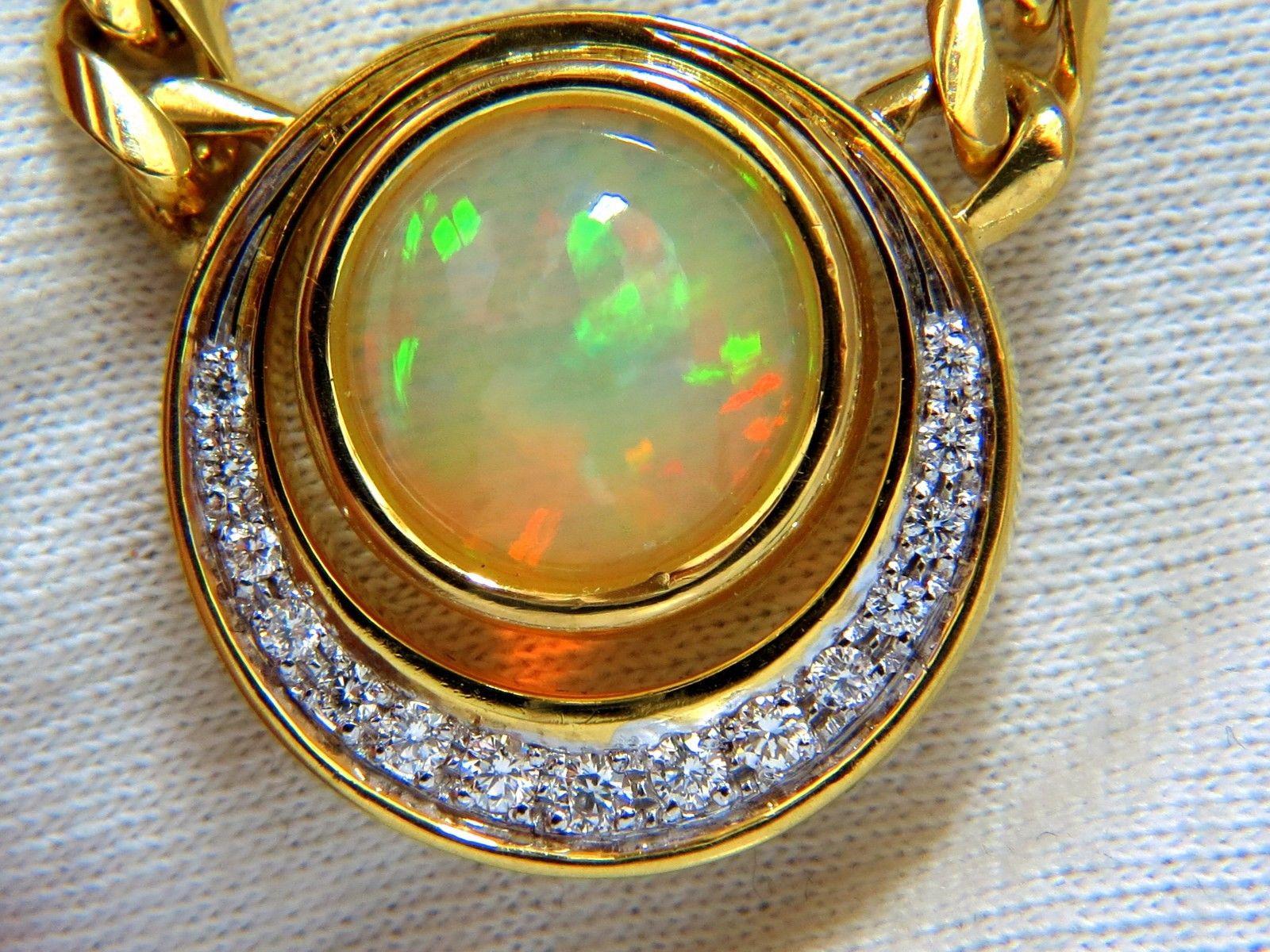 12.20 Carat Natural Opal Diamond Crescent Necklace 18 Karat 4