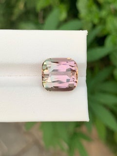 Pierre précieuse facettée de 12,20 carats, tourmaline bicolore naturelle, taille « coussin »