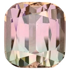 Pierre précieuse facettée de 12,20 carats, tourmaline bicolore naturelle, taille « coussin »
