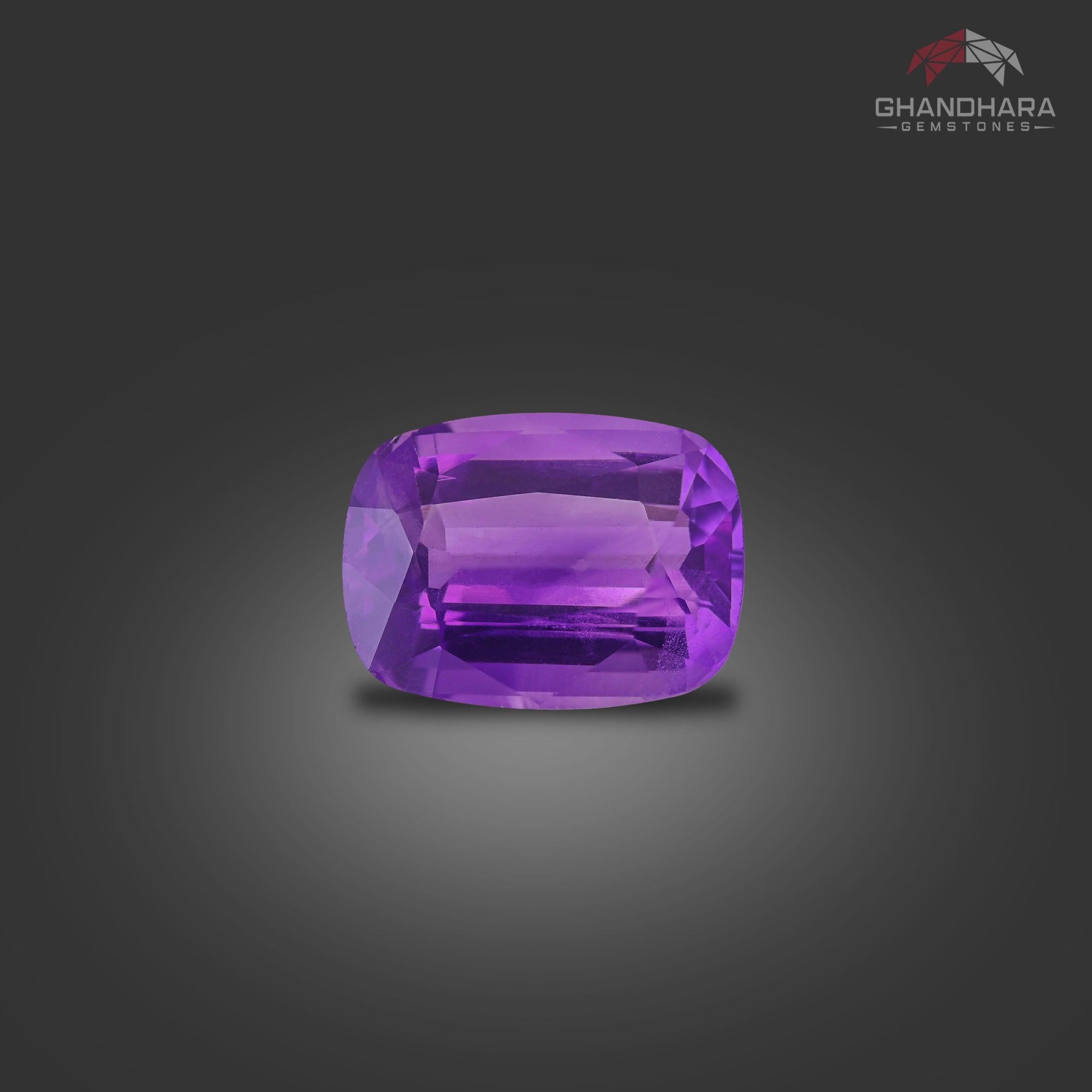 Royal Purple Natural Amethyst Stone of 12.20 carats from Brazil has a wonderful cut in a Cushion shape, incredible purple Colour. Great brilliance. This gem is totally Vvs.
 
Product Information:
GEMSTONE TYPE:	Royal Purple Natural Amethyst
