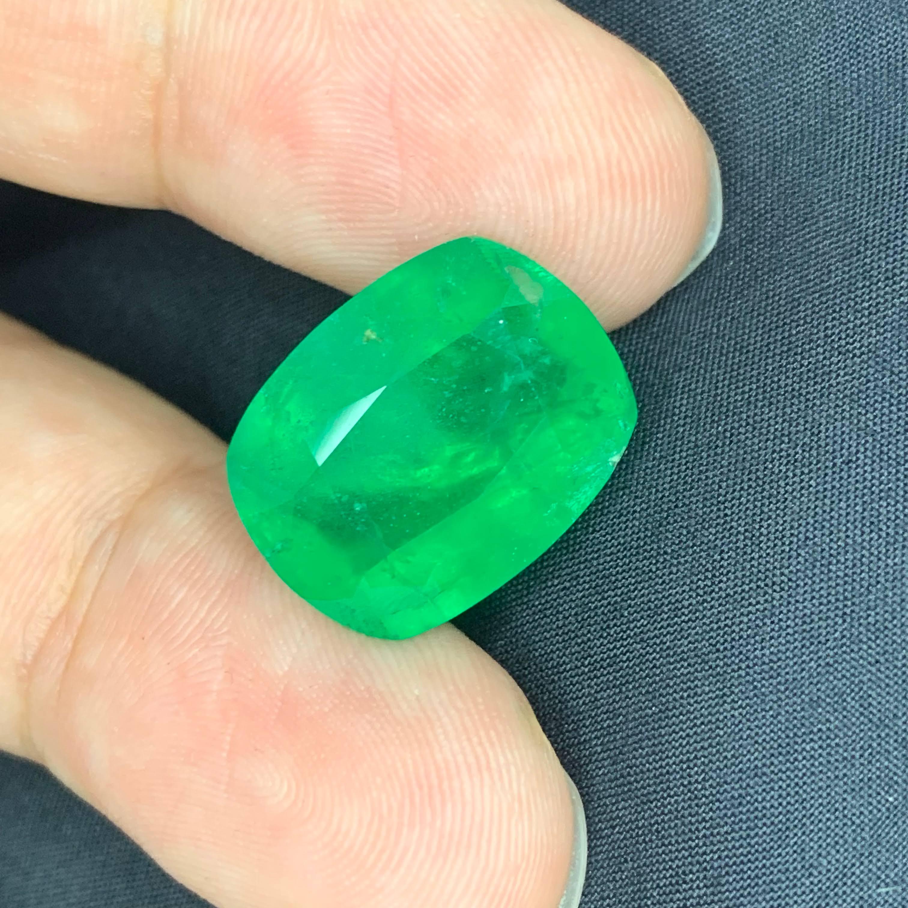 12.20 carats Vivid Green Emerald Stone Cushion Cut Natural African Gemstone (pierre précieuse africaine) Neuf - En vente à Bangkok, TH