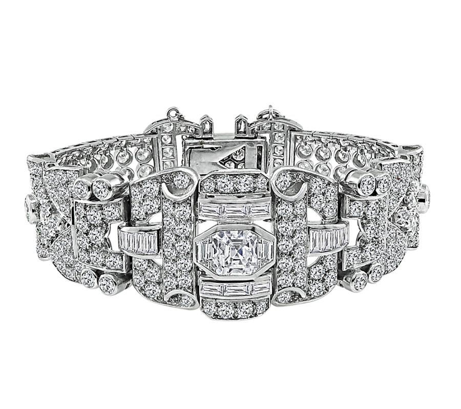 Asscher Cut 12.20ct Diamond Platinum Bracelet For Sale