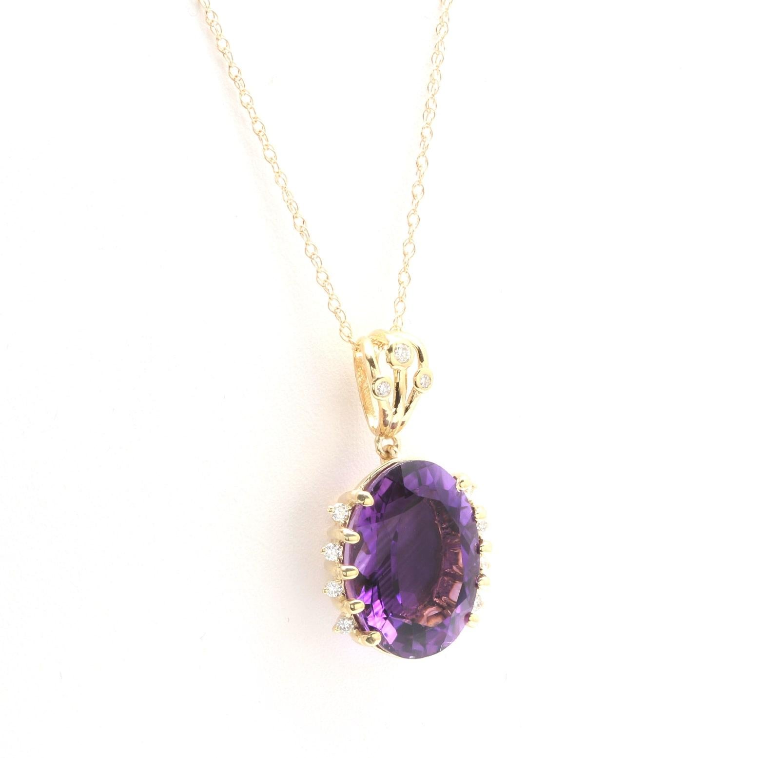 12.20Ct Natural Amethyst and Diamond 14K Solid Yellow Gold Necklace

Amazing looking piece! 

Stamped: 14K

Suggested Replacement Value: $4,500.00 

Natural Oval Cut Amethyst Weights: Approx. 12.00 Carats 

Amethyst Measures: Approx. 16.00 x