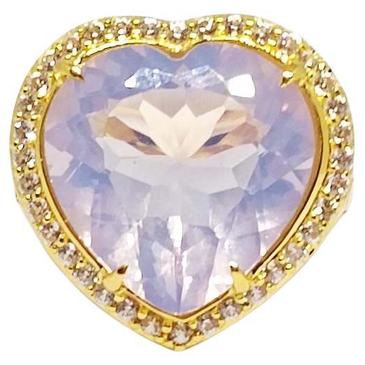 12.20cts Lavender Quartz heart ring. Sterling silver on 18K gold plated.
