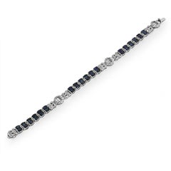 Zafiros azules de 12,22 quilates Diamantes de 0,72 quilates Pulsera de oro blanco de 18 quilates