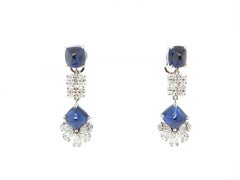 12,22 Karat GIA zertifizierte Burma No Heat Sugarloaf Saphir und Diamant-Ohrringe