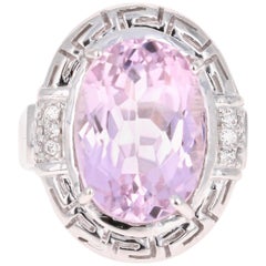 12.23 Carat Kunzite Diamond White Gold Cocktail Ring