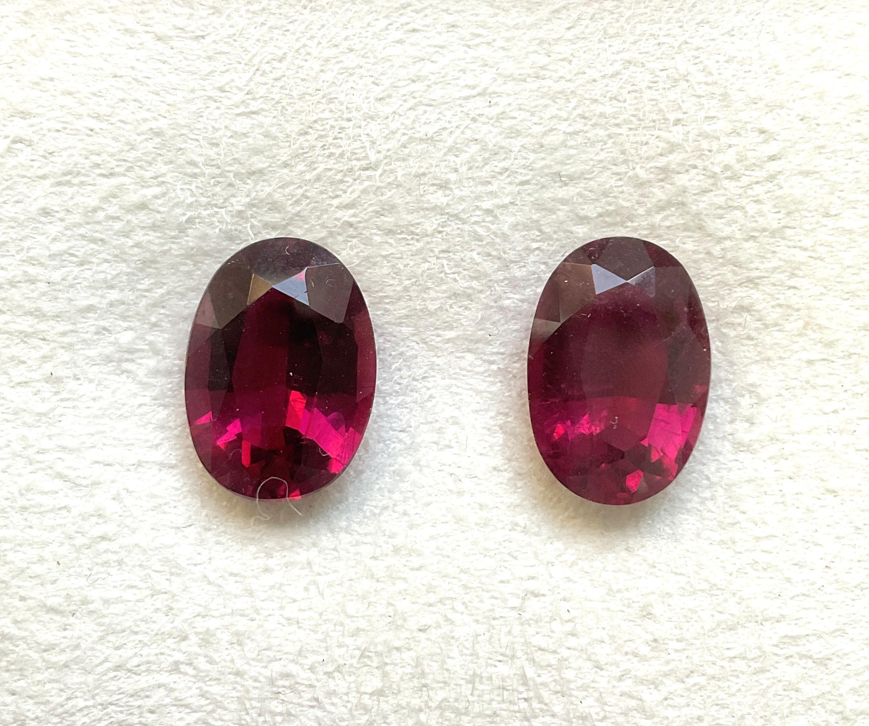 Women's or Men's 12.23 Carat Red Rubellite Tourmaline Oval Cut stone Pair For Jewelry Natural Gem