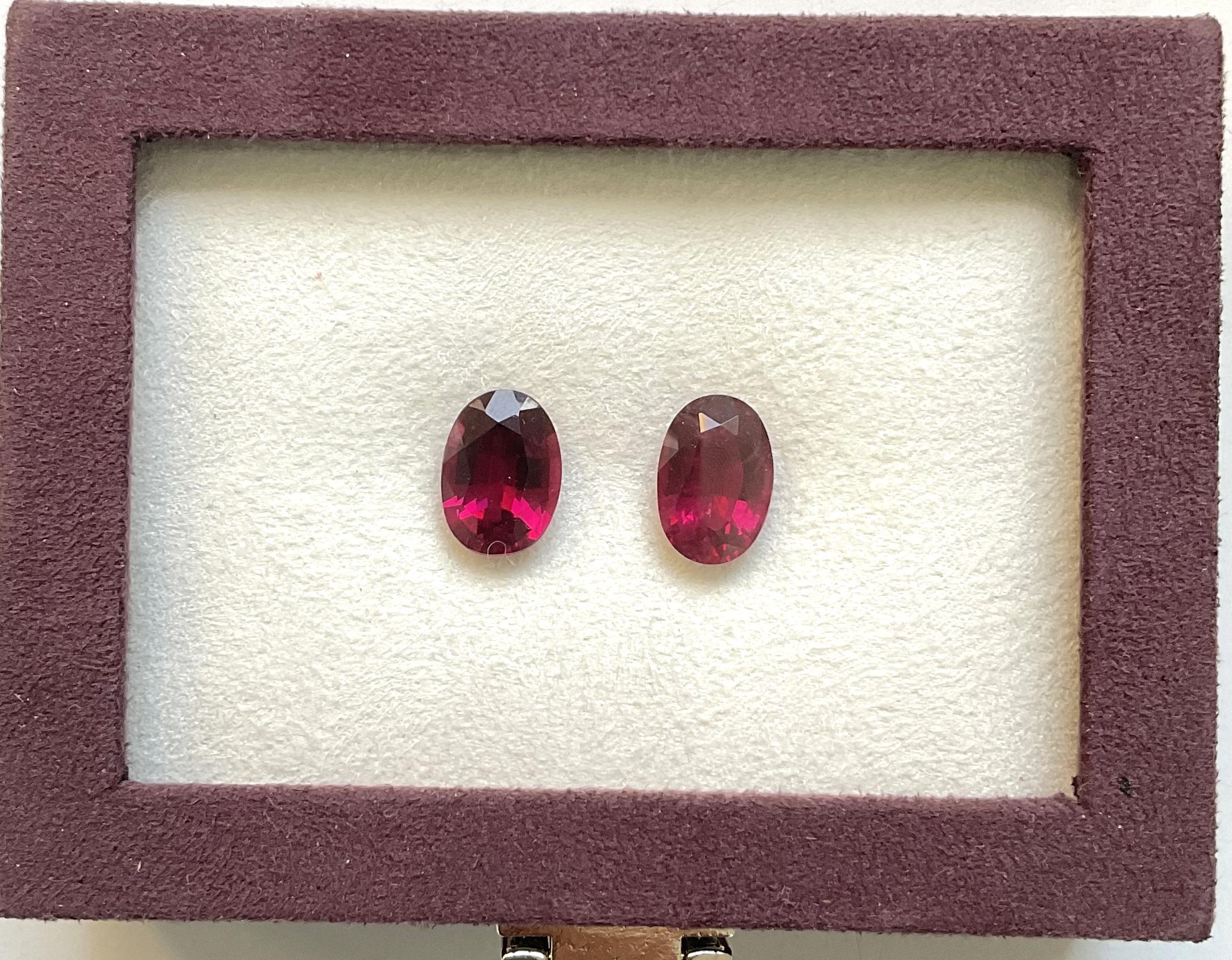 12.23 Carat Red Rubellite Tourmaline Oval Cut stone Pair For Jewelry Natural Gem 1