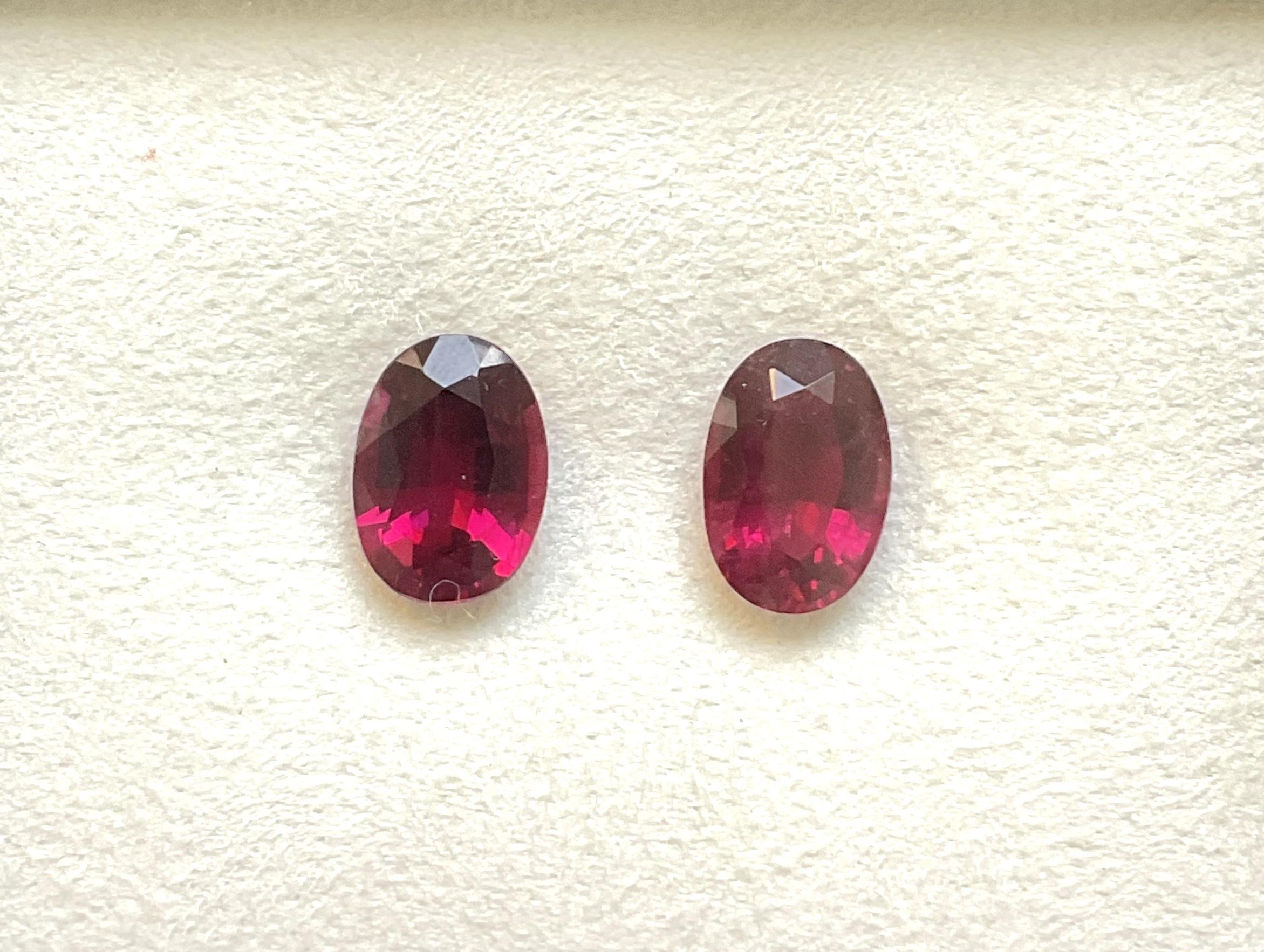 12.23 Carat Red Rubellite Tourmaline Oval Cut stone Pair For Jewelry Natural Gem 2