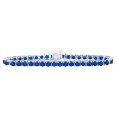 12.23 Carat Total Weight Bright Cobalt Blue Spinel 18 Karat White Gold Bracelet