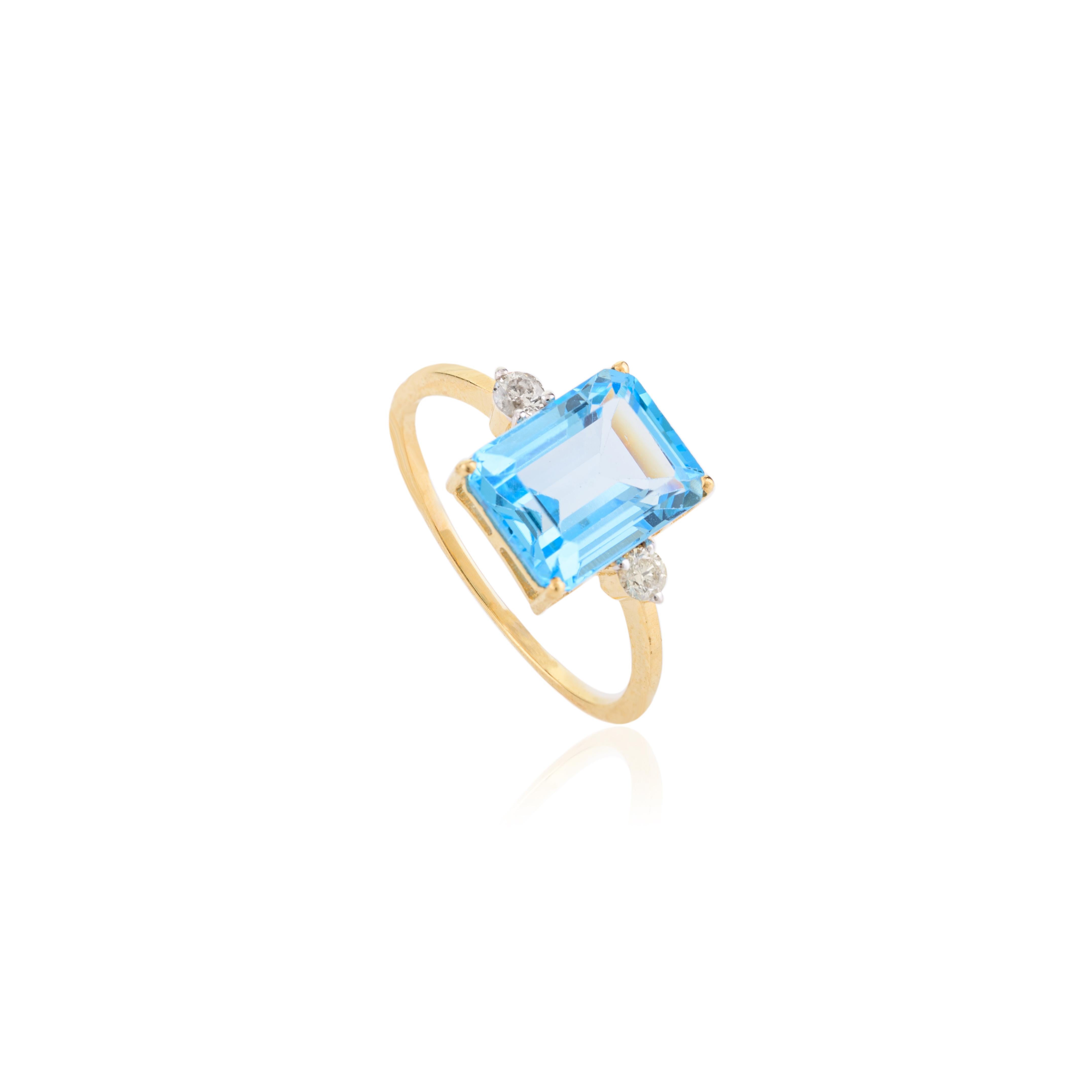 12.23 CTW Blue Topaz Diamond Ring Pendant Earrings Set in 18k Yellow Gold For Sale 7