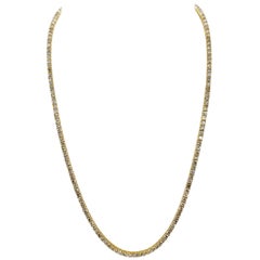 12.24 Carat Natural Diamond Tennis Necklace in 14K Yellow Gold 16"