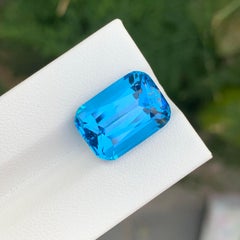 12.25 Carat Excellent Loose Swiss Blue Topaz Long Cushion Shape Gemstone
