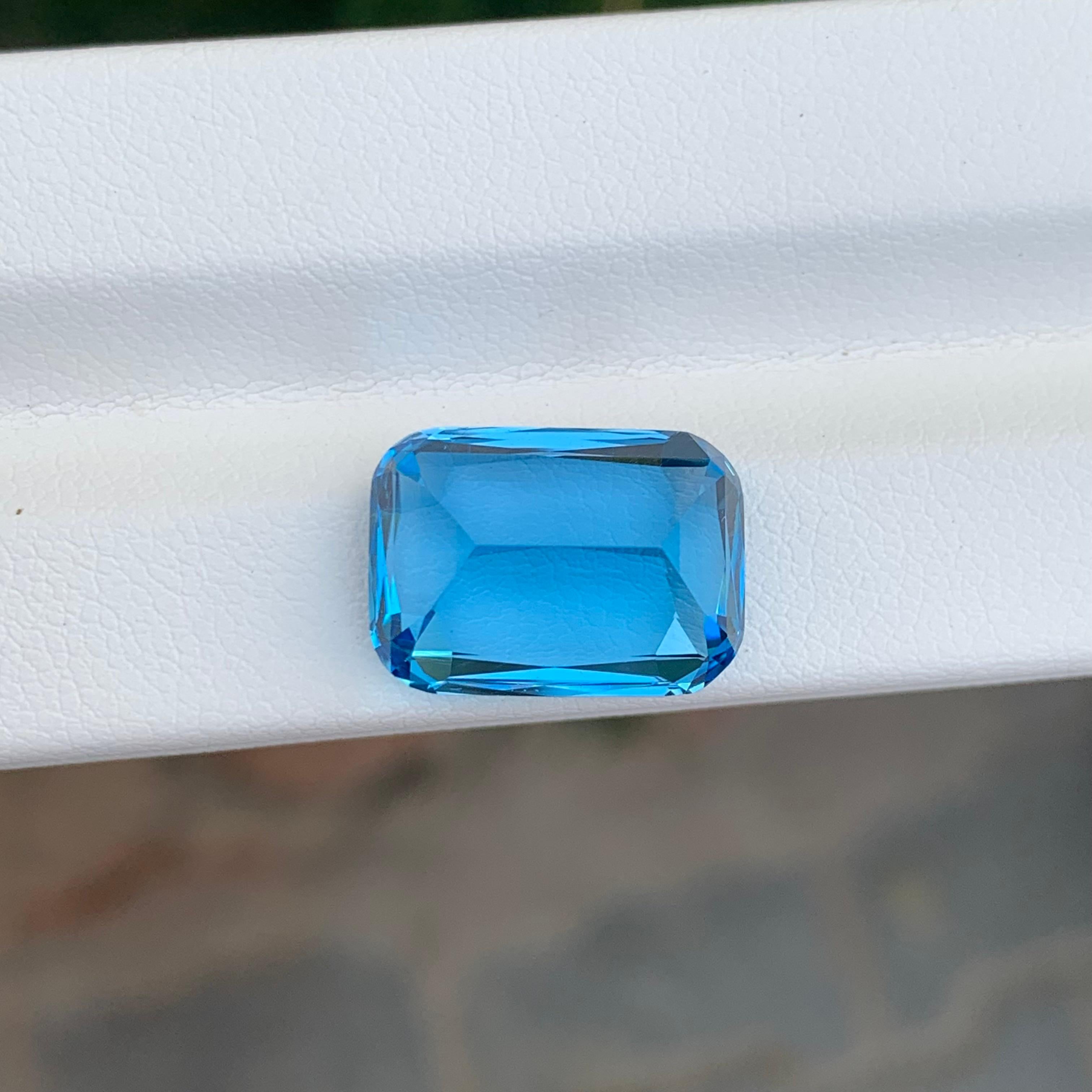 12.25 Carat Excellent Loose Swiss Blue Topaz Long Cushion Shape Gemstone In New Condition For Sale In Peshawar, PK