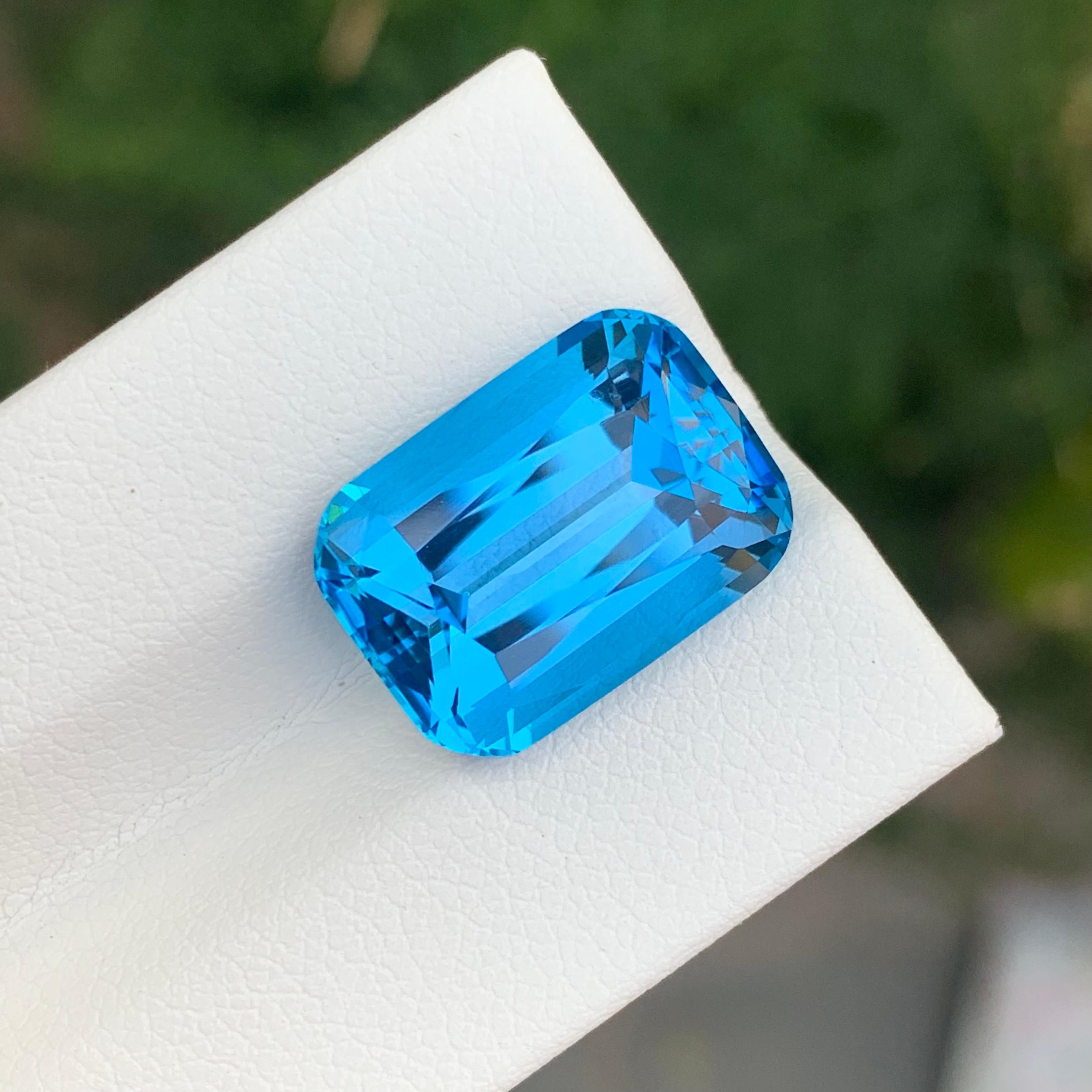 12.25 Carat Excellent Loose Swiss Blue Topaz Long Cushion Shape Gemstone For Sale 1