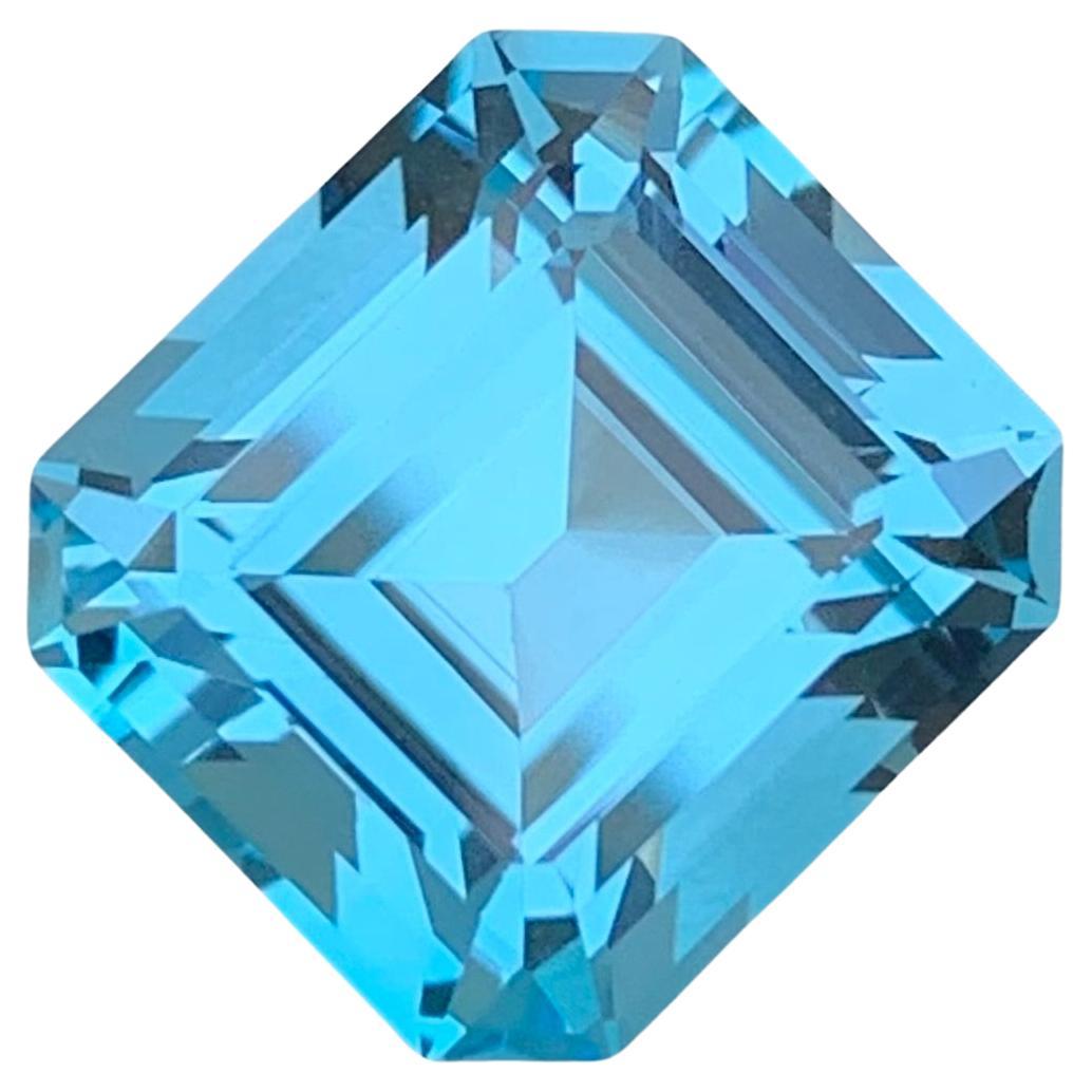 12.25 Carat loose Blue Topaz Asscher Cut Gem For Necklace Jewellery