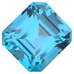 Topaze bleue taille Asscher de 12,25 carats pour collier bijoux 