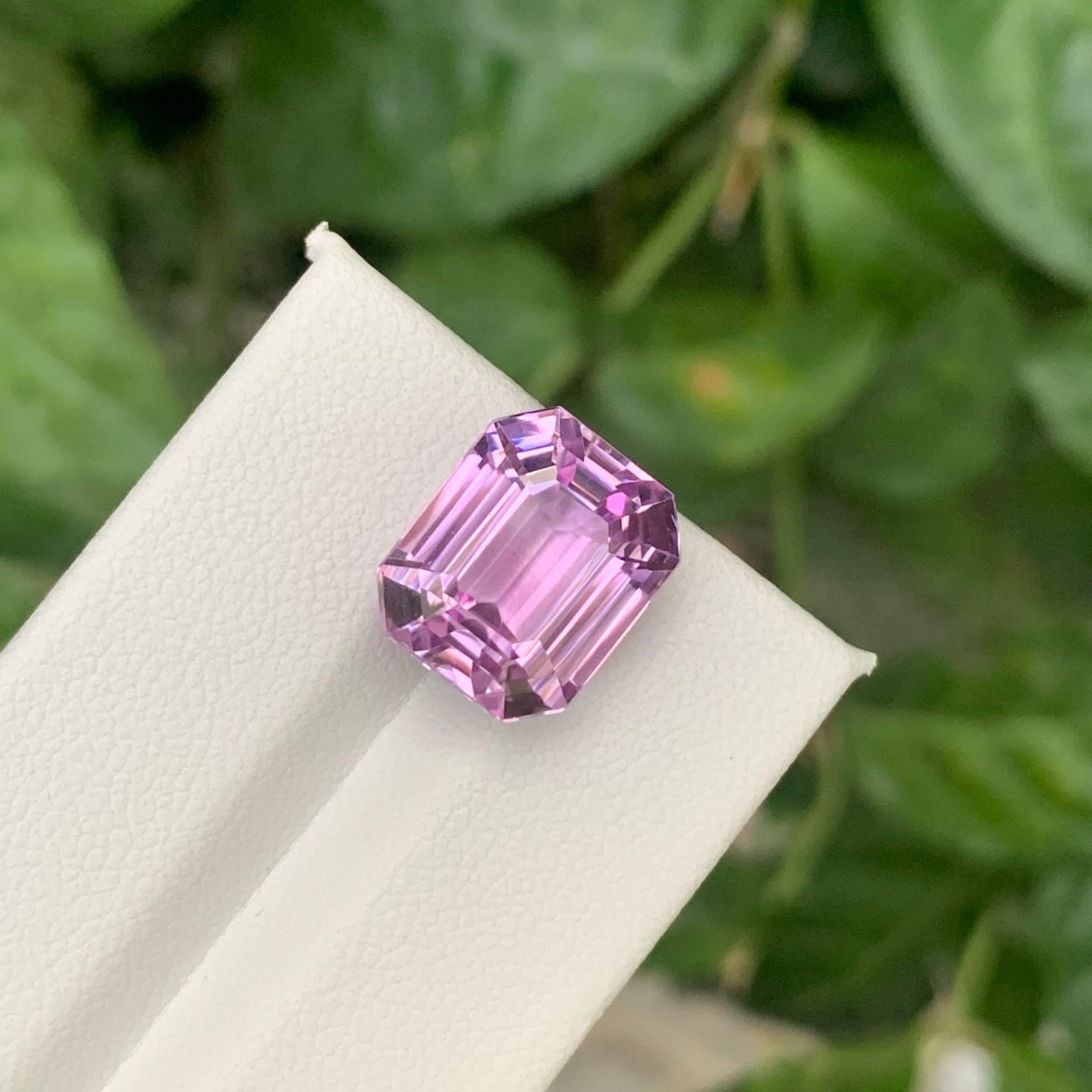 12.25 Carat Natural Loose Pink Kunzite Stone Emerald Cut Afghan Gemstone For Sale 5