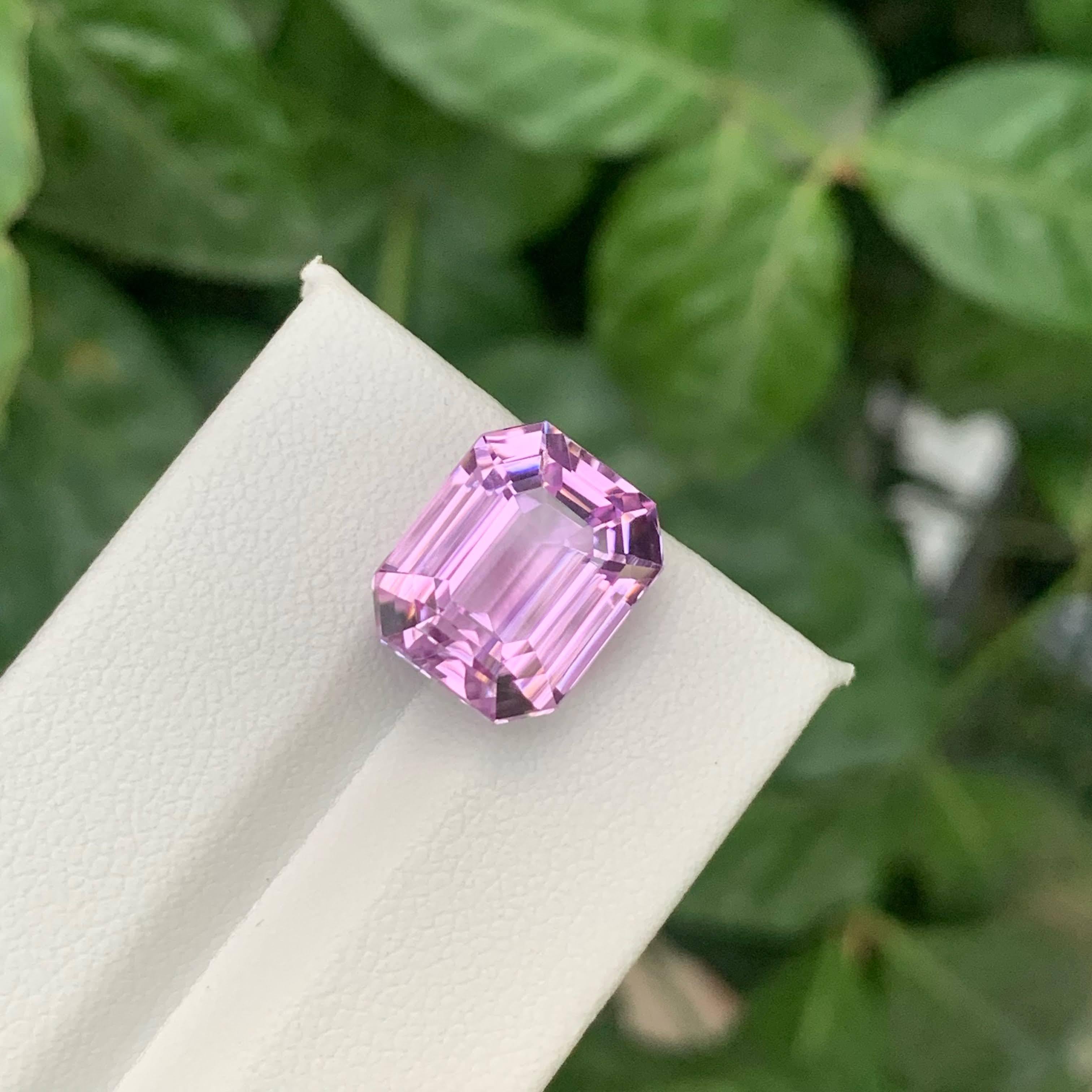 12.25 Carat Natural Loose Pink Kunzite Stone Emerald Cut Afghan Gemstone For Sale 6