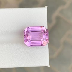 12.25 Carat Natural Loose Pink Kunzite Stone Emerald Cut Afghan Gemstone