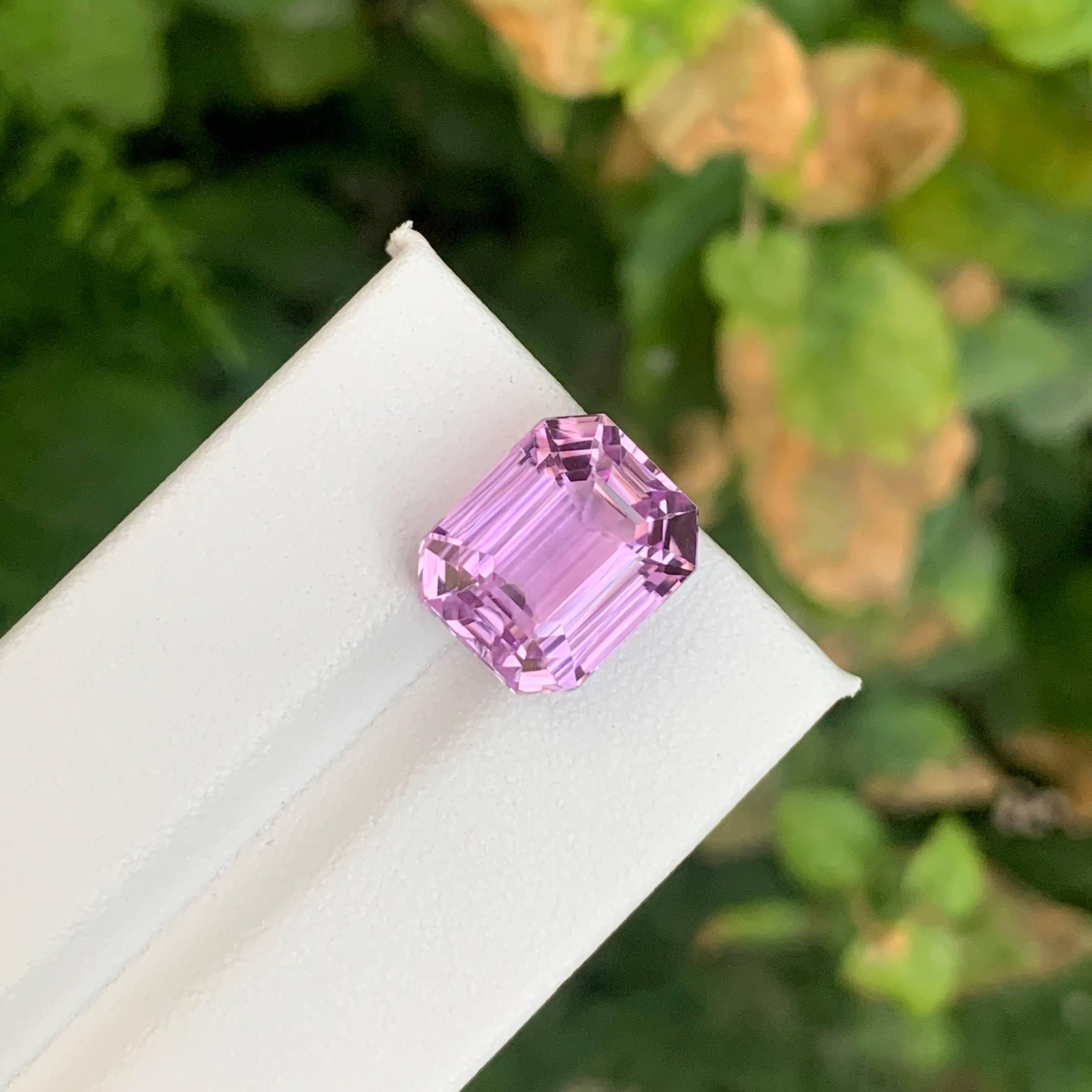 Modern 12.25 Carat Natural Loose Pink Kunzite Stone Emerald Cut Afghan Gemstone For Sale