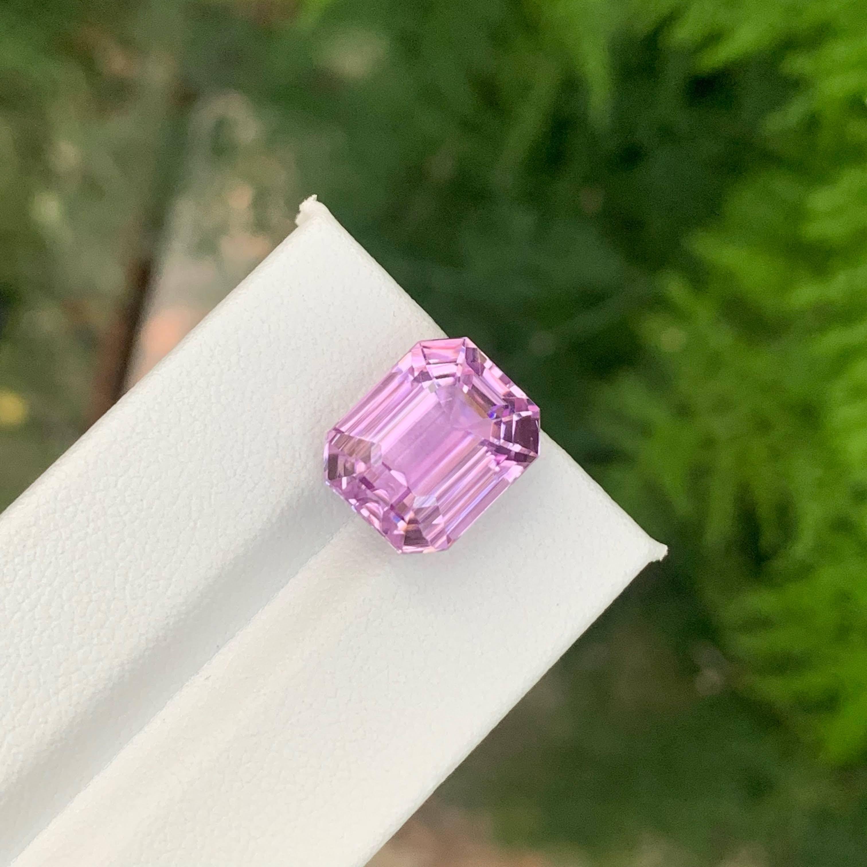 12.25 Carat Natural Loose Pink Kunzite Stone Emerald Cut Afghan Gemstone For Sale 1