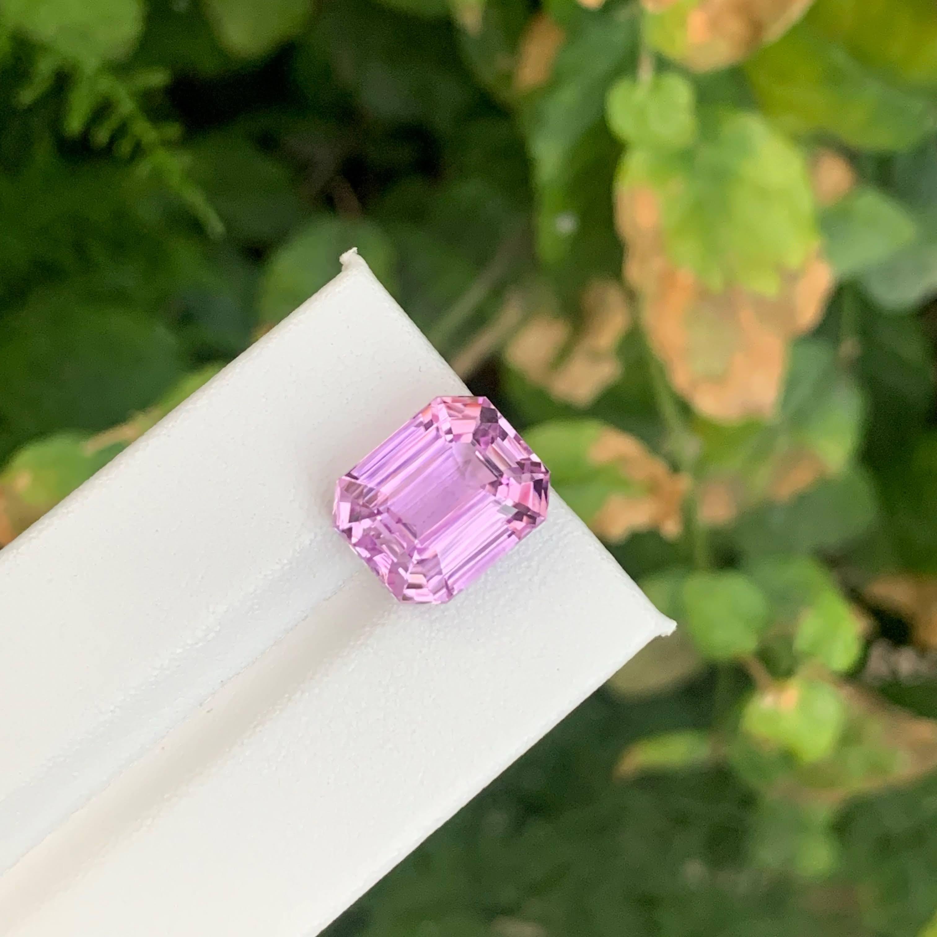 12.25 Carat Natural Loose Pink Kunzite Stone Emerald Cut Afghan Gemstone For Sale 2