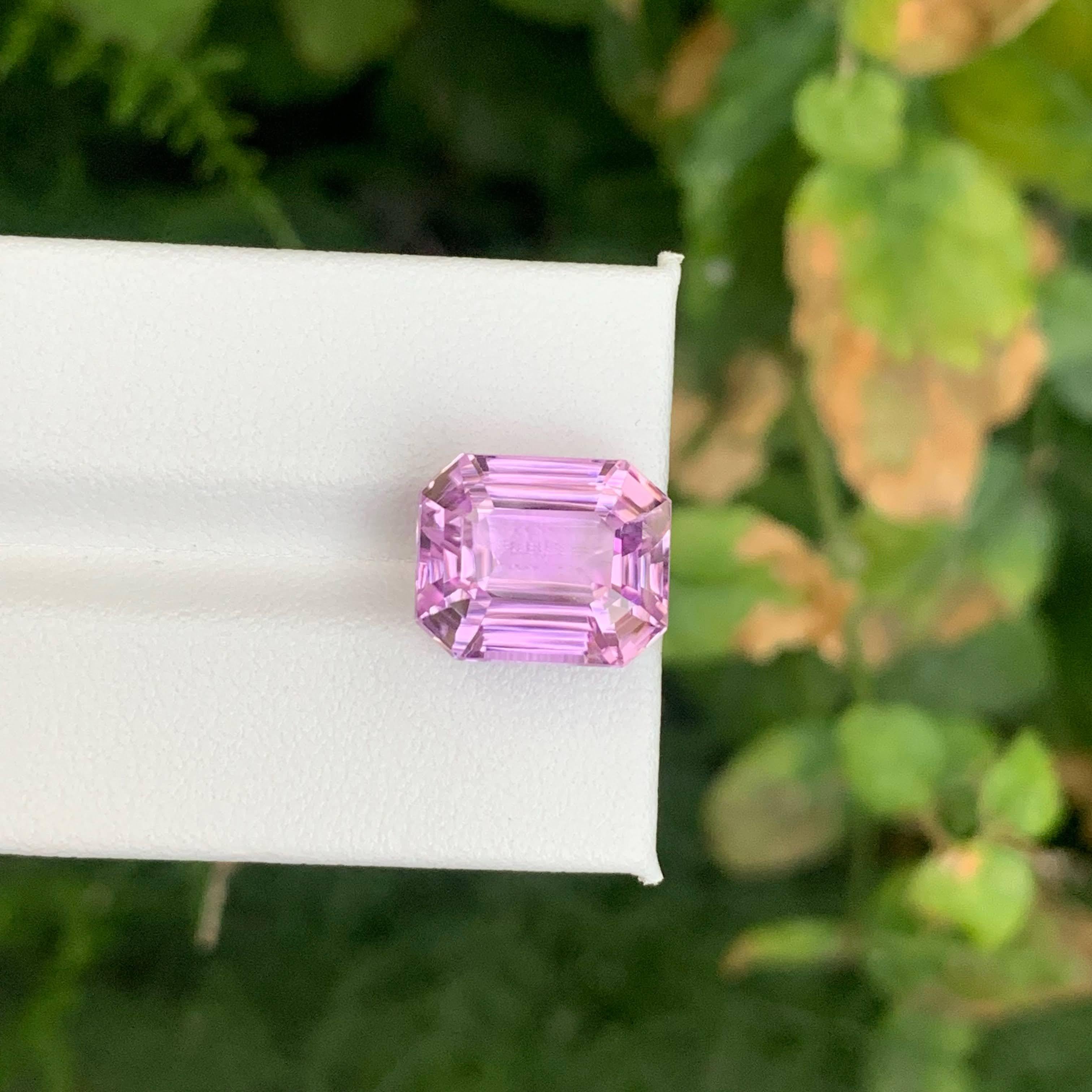 12.25 Carat Natural Loose Pink Kunzite Stone Emerald Cut Afghan Gemstone For Sale 4