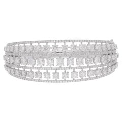 12.25 Carat Round Diamond Cage Bangle Bracelet 18 Karat White Gold Fine Jewelry