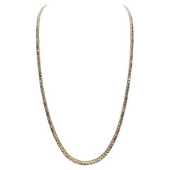 12.27 Carat Round Diamond Tennis Necklace 14 Karat Yellow Gold 20''