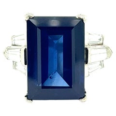 Vintage 12.25 Carats Sapphire Diamond Cocktail Ring