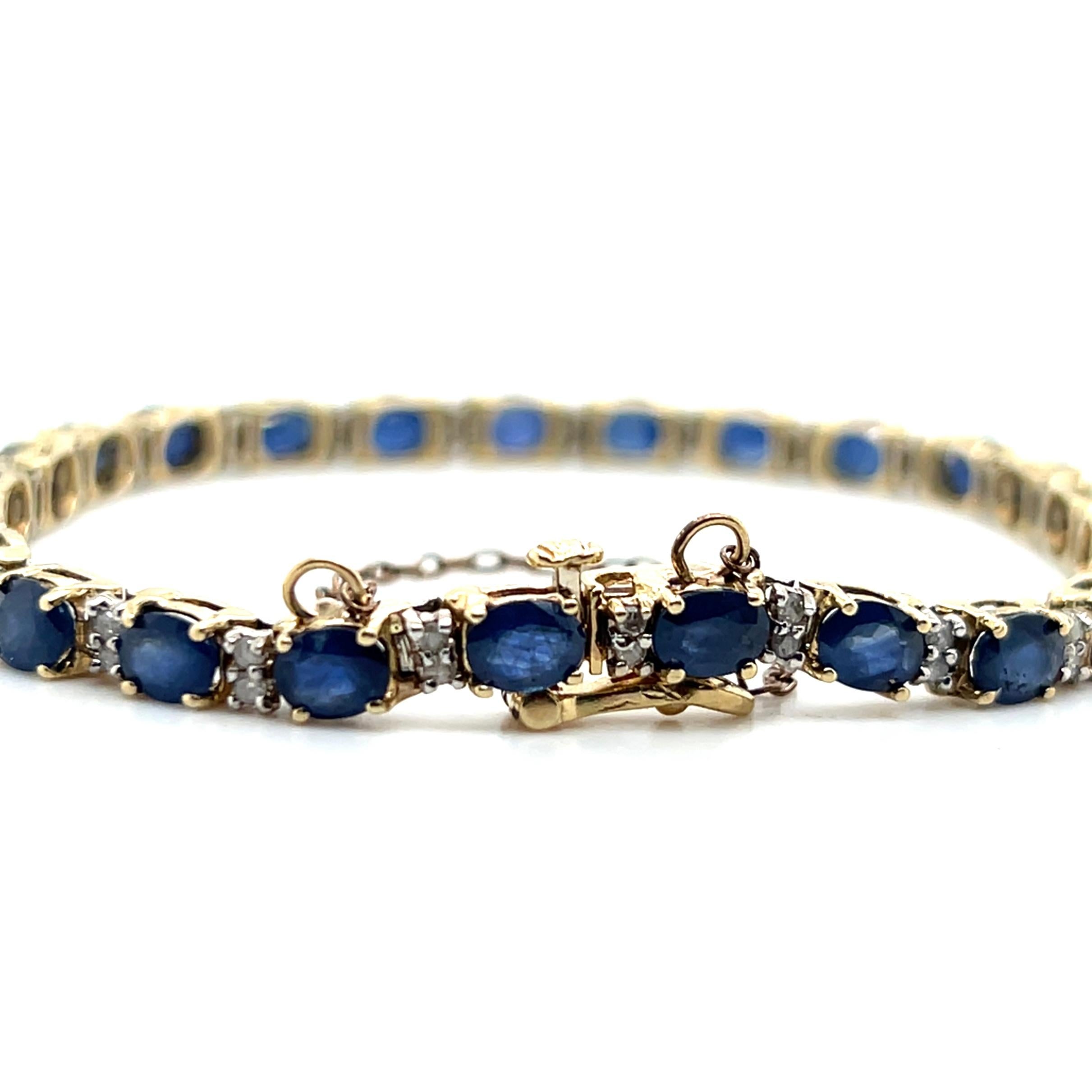 Bracelet de tennis en or jaune 14k avec saphir bleu et diamant 12,25 TCW en vente 5