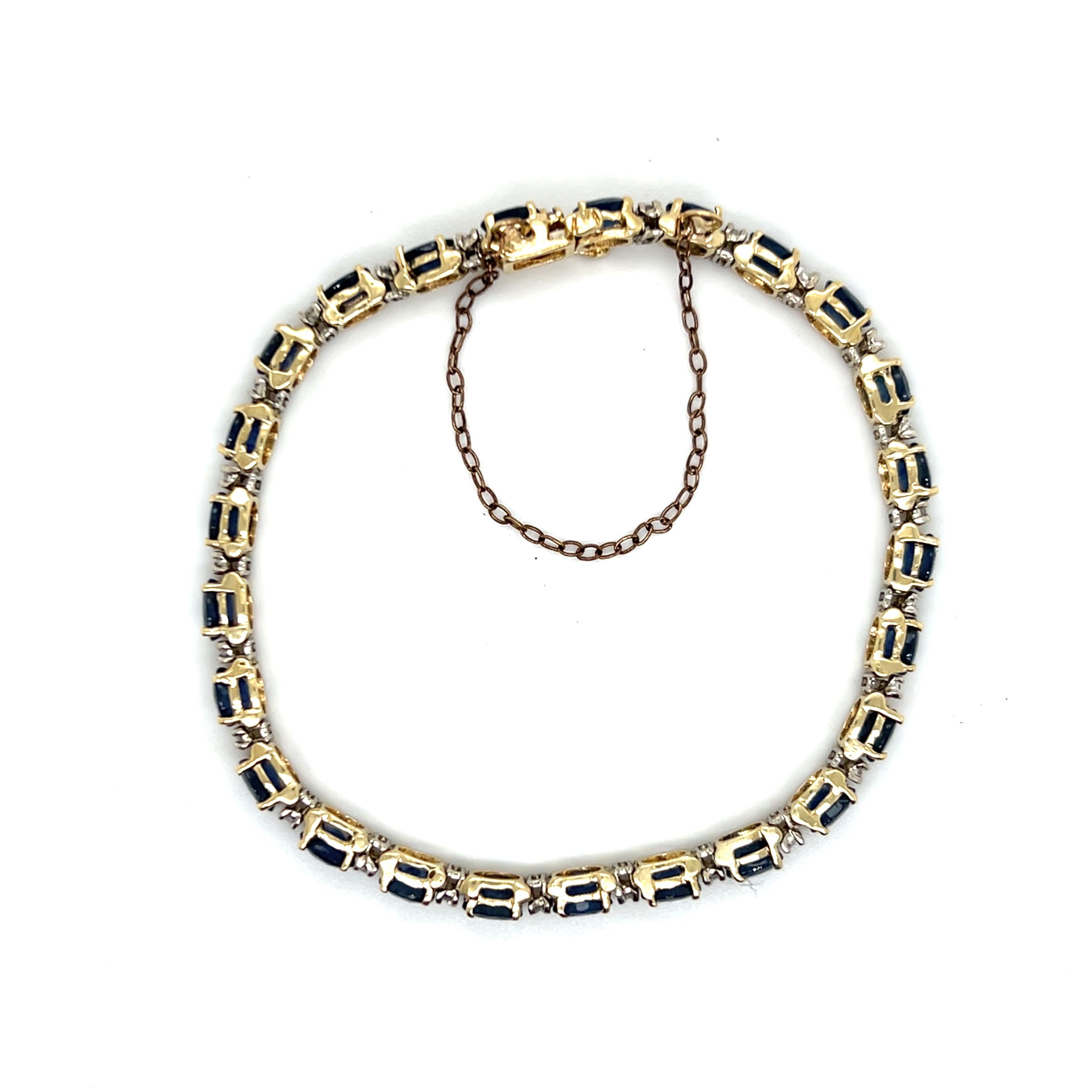 Bracelet de tennis en or jaune 14k avec saphir bleu et diamant 12,25 TCW en vente 6