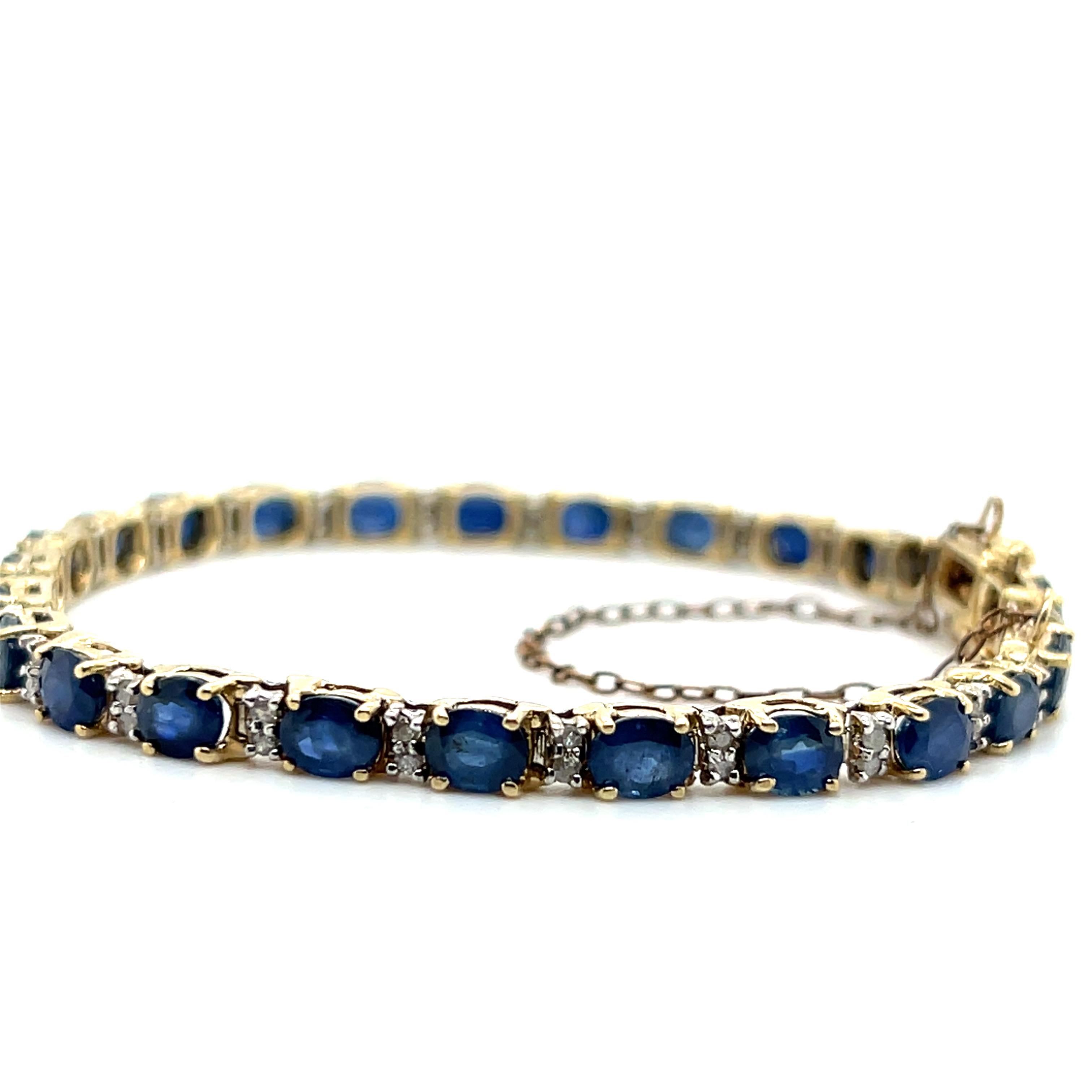 Bracelet de tennis en or jaune 14k avec saphir bleu et diamant 12,25 TCW en vente 2