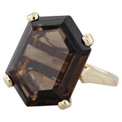 12.25ct Smoky Quartz Solitaire Ring 14k Yellow Gold Size 8.75 Cocktail