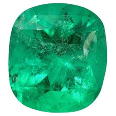 12.27 Carat Muzo Yellowish Green Colombian Emerald - Cushion Cut May Birthstone