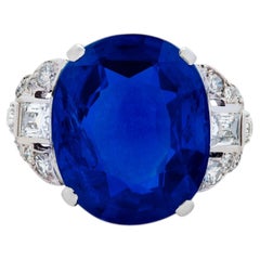 12.27 Carat Oval Statement Royal Blue Sapphire SI 18K Gold Grand Palais Radiance