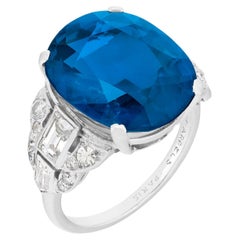 12.27 Carat Oval Statement Royal Blue Sapphire SI 18K Gold Grand Palais Radiance
