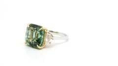 12.27ct Afghan Tourmaline & Cadillac Diamond Ring in Two-Tone 18K Gold