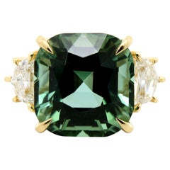 12.27ct Afghan Tourmaline & Cadillac Diamond Ring in Two-Tone 18K Gold