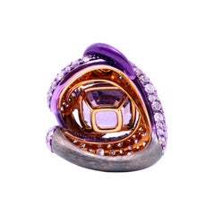 12.28 Carat Purple Spinel & Pink Diamond Ring, 18K Rose Gold, Austy Lee