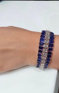 12.28 Carats Diamond & Sapphire Tennis Bracelet