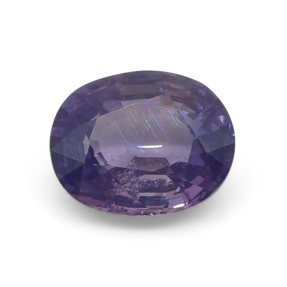 Women's or Men's 1.22ct Cushion Purple Sapphire from East Africa, Unheated For Sale