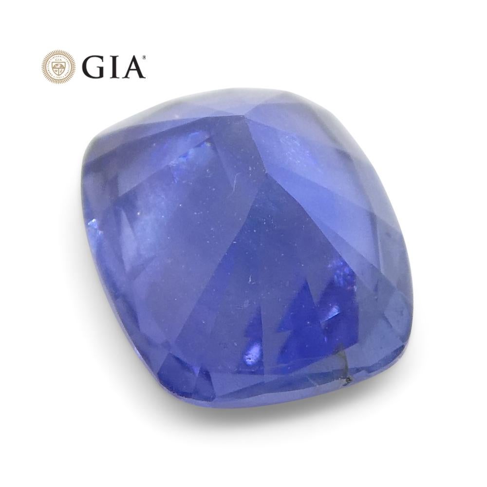 1.22ct Cushion Violetish Blue Sapphire GIA Certified Sri Lanka Unheated For Sale 2