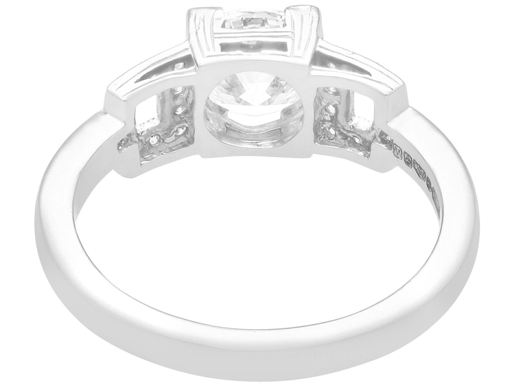 1.22 Carat Diamond and Platinum Solitaire Ring For Sale 1
