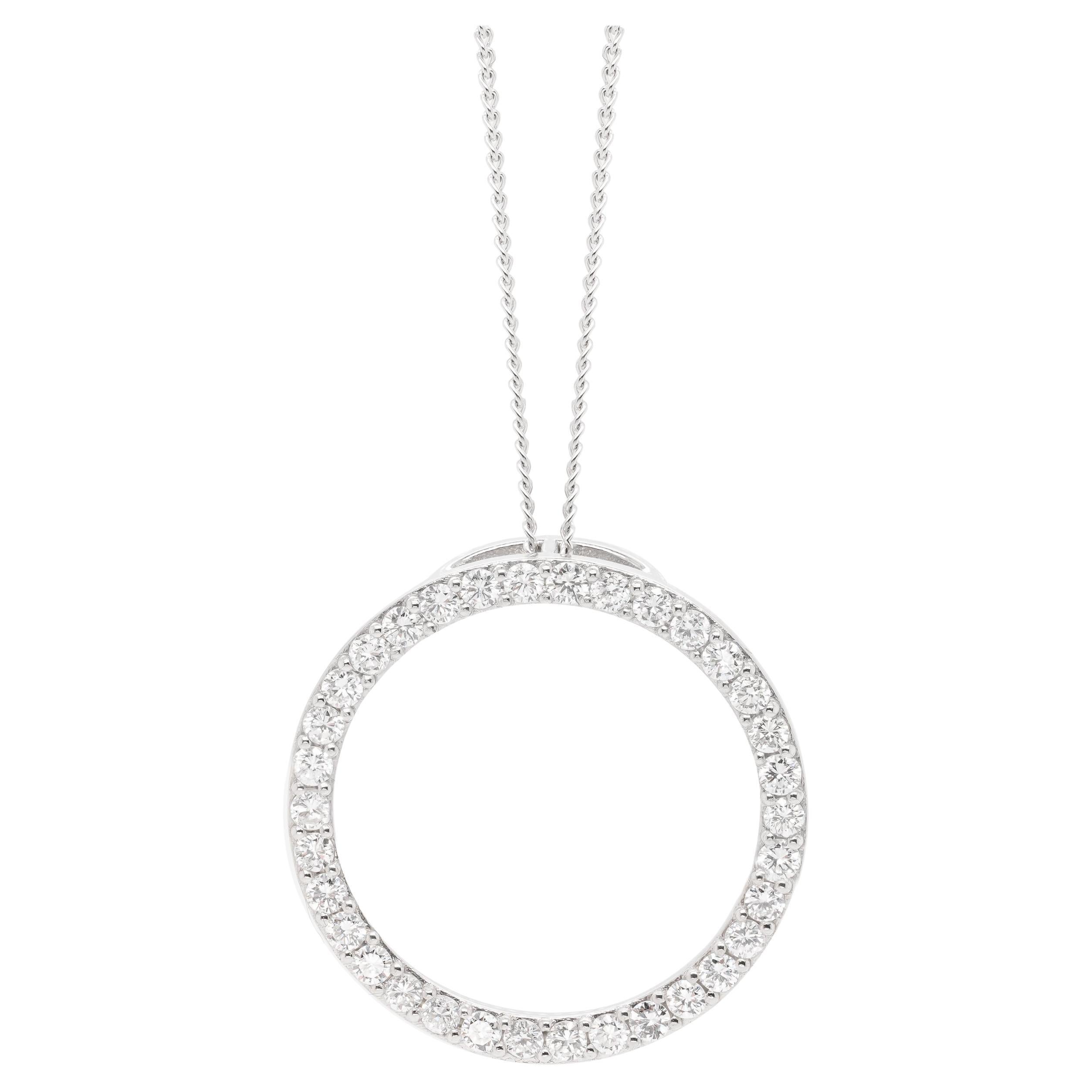 1.22ct Diamond Set Circle Platinum Pendant and Chain