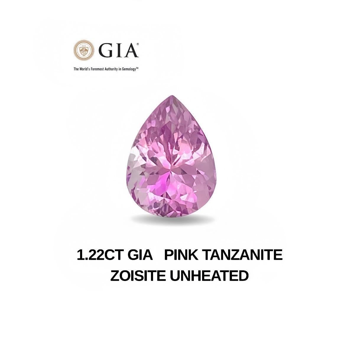 1.22Ct GIA Zertifikat Natürlicher Baby Rosa Tansanit Unerhitzt Zoisit Schleife sauber im Zustand „Neu“ im Angebot in bangkok, TH