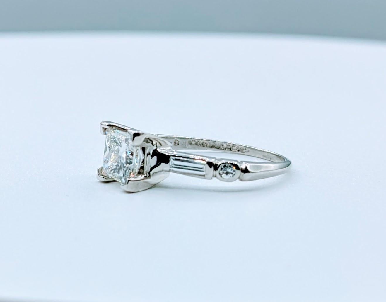 Princess Cut 1.22ct GIA Graded Princess Diamond Platinum Engagement Ring For Sale